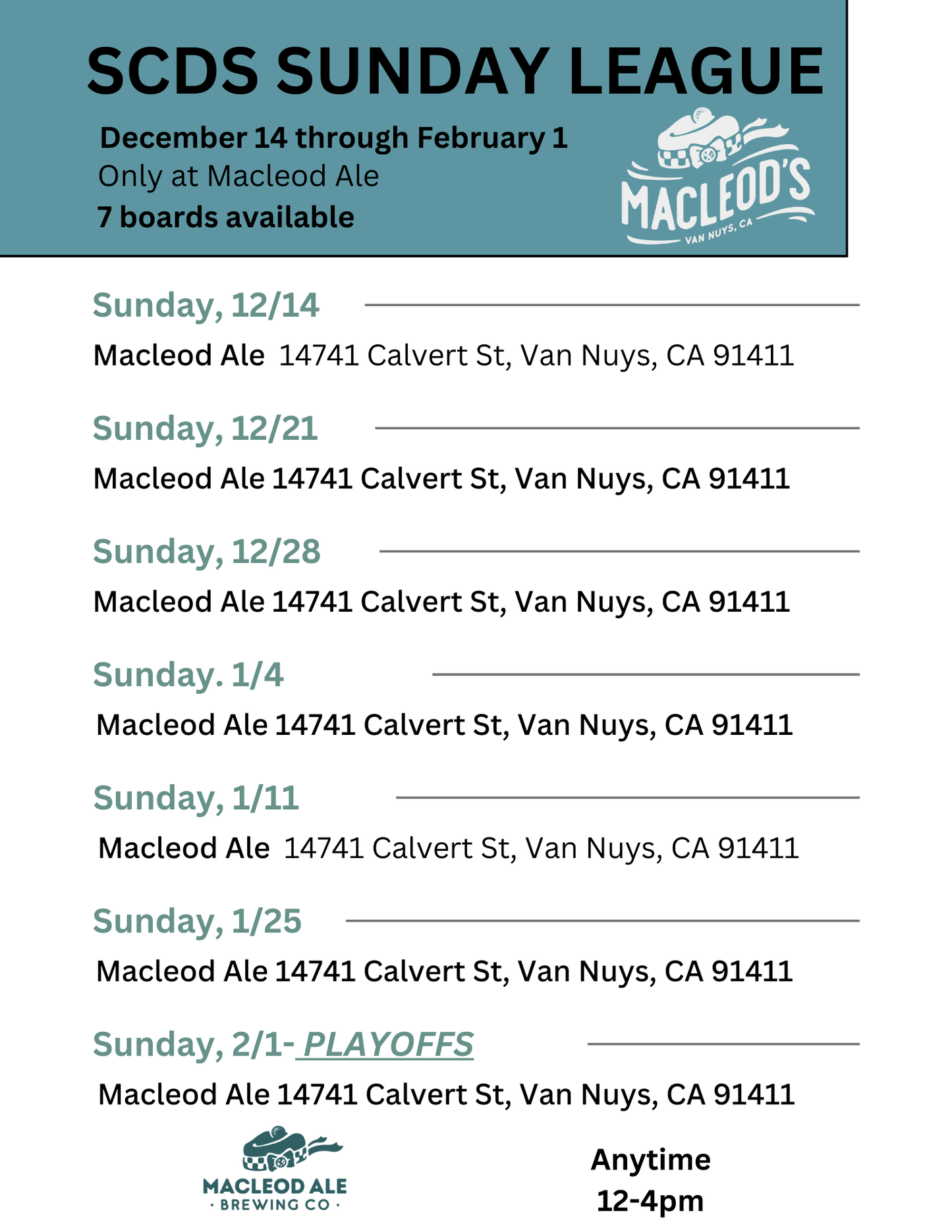 Sunday League Registration at Macleods